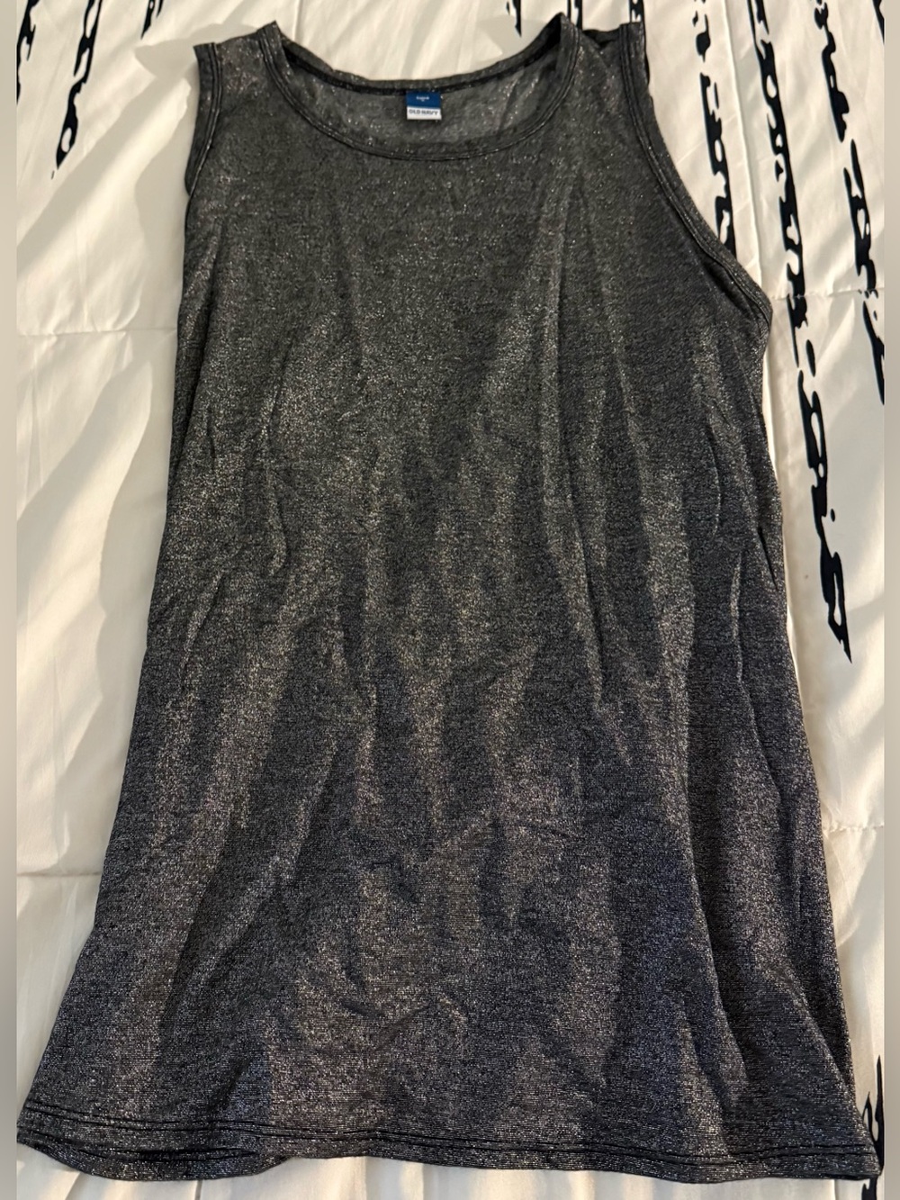 Old Navy Luxe Shine Sleeveless Tank Top; Metallic Charcoal Colorway; Size L